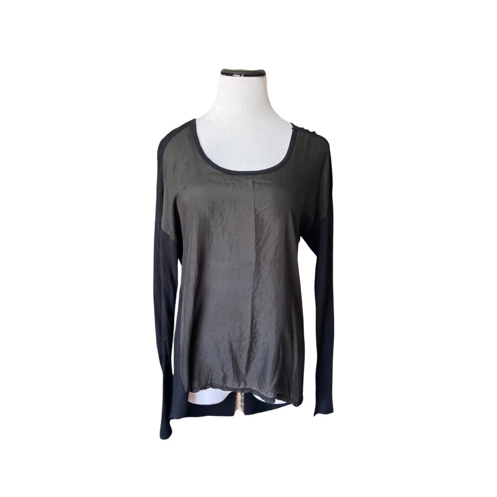 Michael Stars Women The Original Tee One Size Black 100% Silk Panel Quiet Luxury